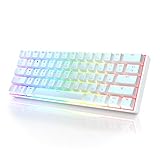 GK61 Mechanical Gaming Keyboard 60 Percent | 61 RGB Rainbow LED Backlit Programmable Keys | USB Wired | For Mac and Windows PC | Hotswap Gateron Optical Blue Switches | White