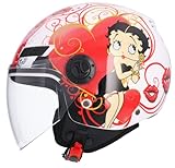 SHIRO Casco Moto Jet ECE Homologado casco de moto para hombre casco mujer CASCO SH62 BETTY BOOM (XS)